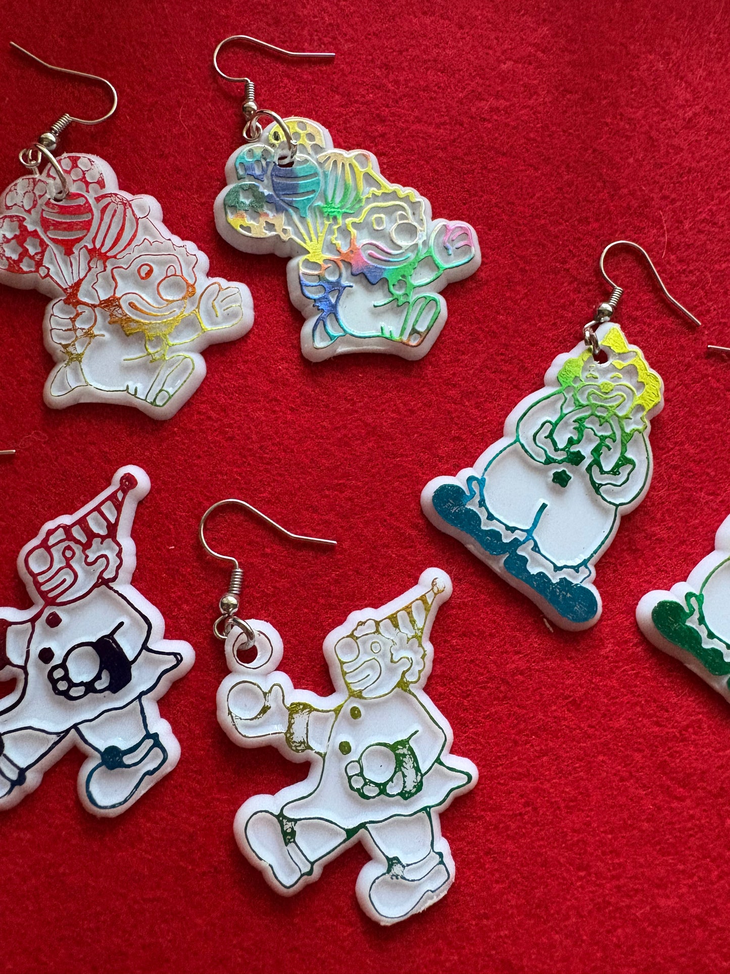 Holographic Clown Earrings