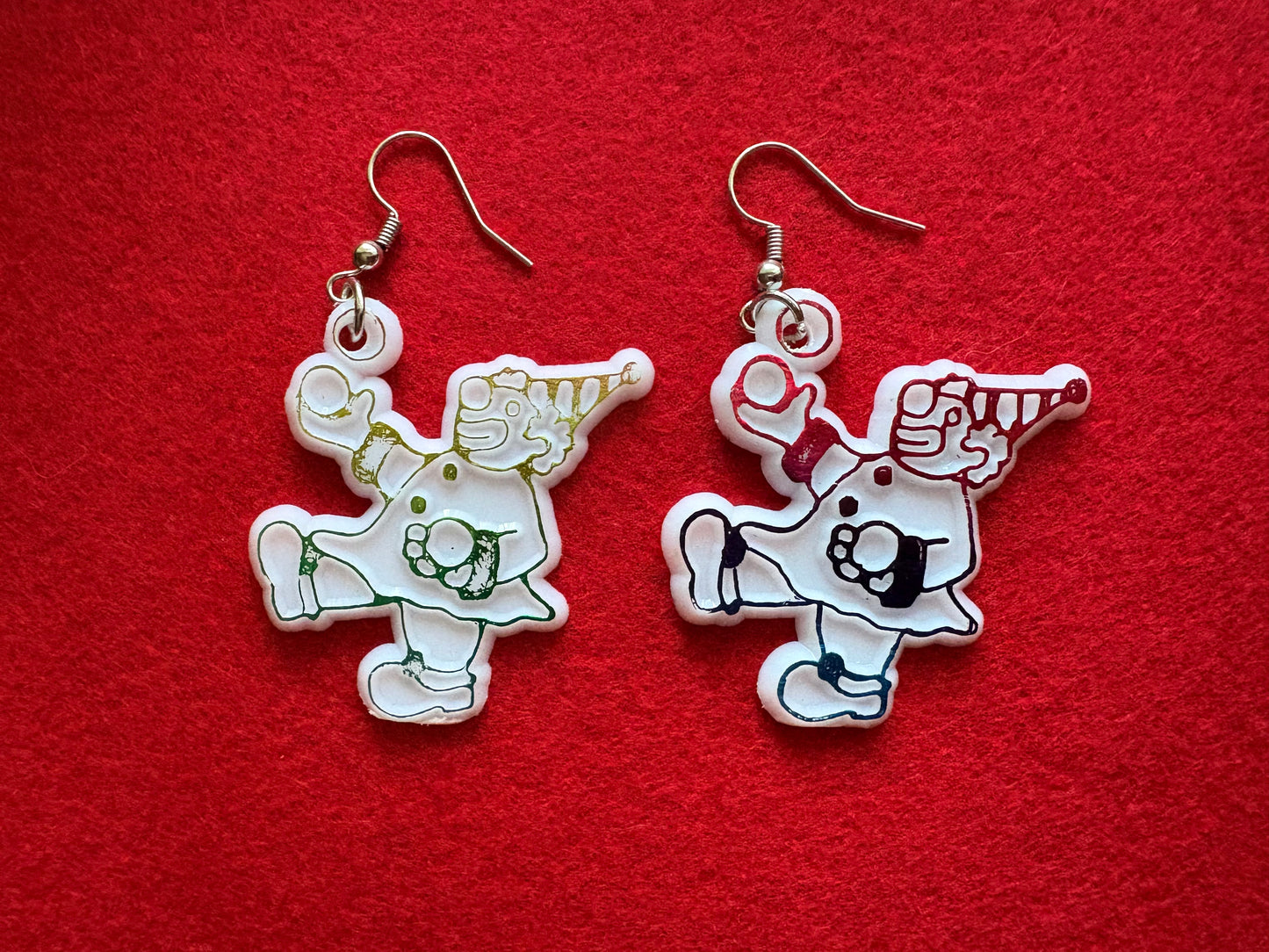 Holographic Clown Earrings